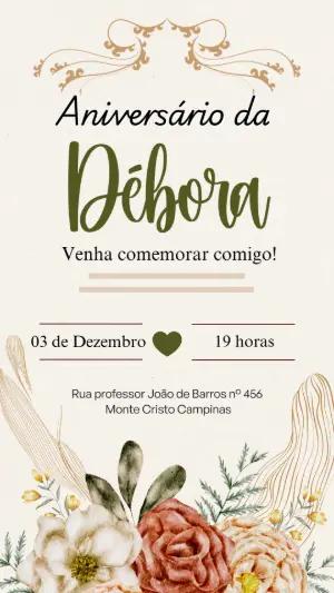 Convite de Aniversário Floral Elegante para Editar Online