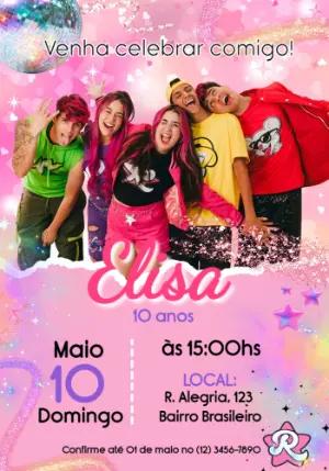 Convite de Aniversário Youtubers Rosa e Pop para Editar
