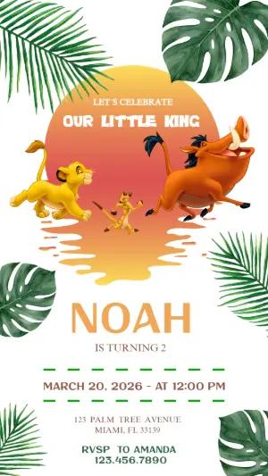 Lion King Birthday Invitation | Editable Jungle Theme Template