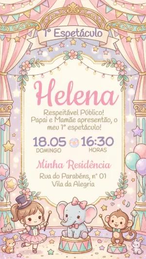 Convite de Aniversário Circo Rosa Delicado para Editar