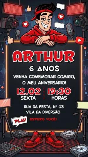 Convite de Aniversário Youtuber Enaldinho Editável