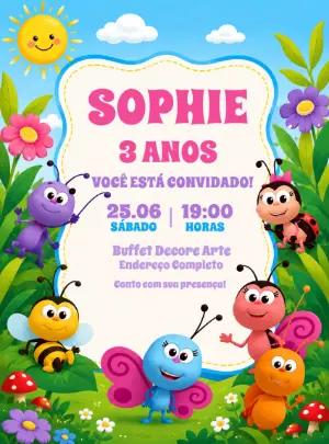 Convite de Aniversário Bichikids Editável