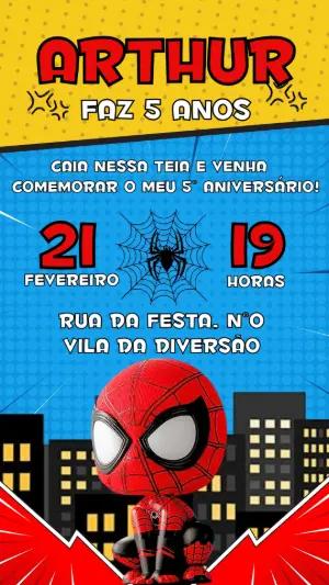 Convite de Aniversário Homem-Aranha Fofo para Editar
