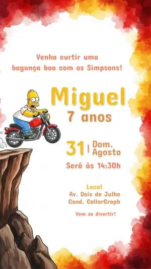 Convite de Aniversário Os Simpsons com Homer para Editar Online