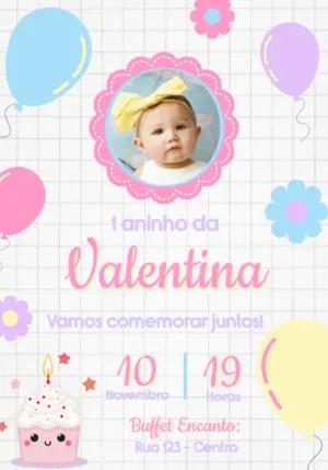 Convite Aniversário Cupcake e Balões com foto