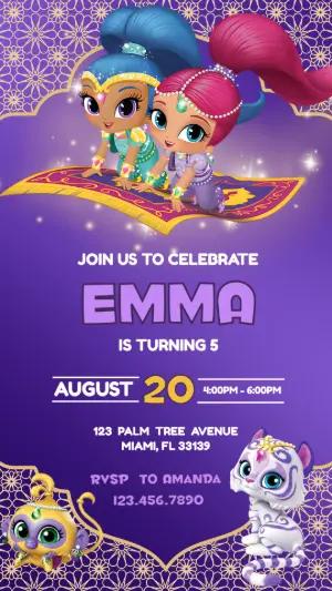 Shimmer and Shine Birthday Invitation Template to Edit