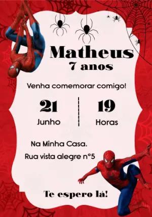 Convite de Aniversário Homem Aranha para Editar Online