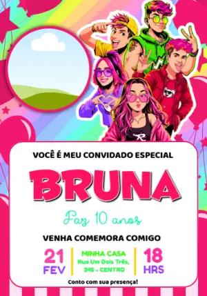 Convite de Aniversário Dos Rosa Colorido para Editar