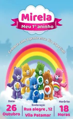 Convite Aniversário Ursinhos Carinhosos para Editar Online