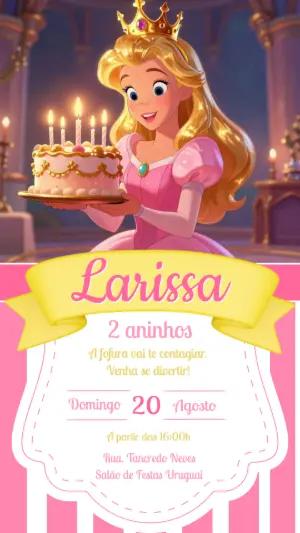 Convite de Aniversário Princesa Aurora e Dourado para Editar