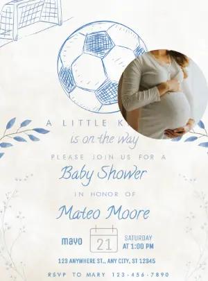 Soccer Theme Baby Shower Invitation Editable Template