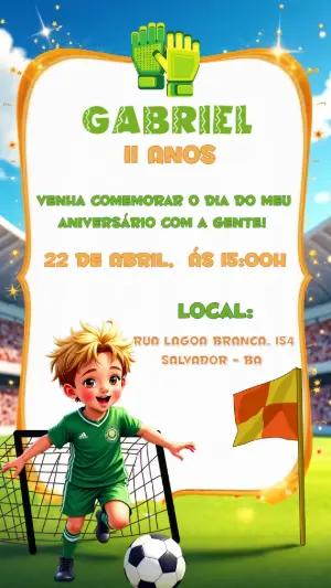 Convite de Aniversário Futebol com Jogador para Editar Online