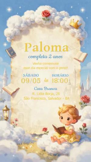 Convite de Aniversário Infantil Sonho de Leitura Editável