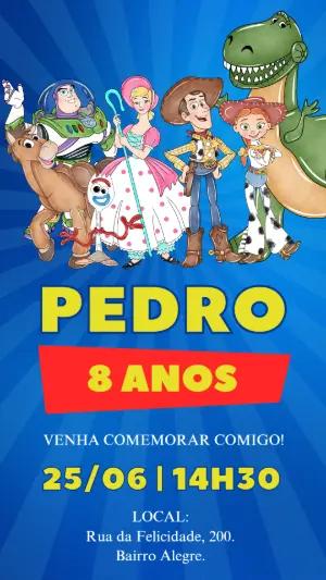 Convite de Aniversário Toy Story: Modelo Digital para Editar