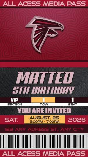 Editable Football Media Pass Birthday Invitation Carolina Panthers