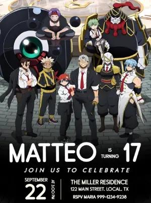Undead Unluck Anime Birthday Invitation Editable Template