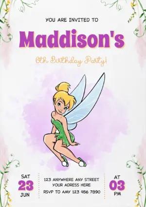 Tinker Bell Birthday Invitation Editable Template