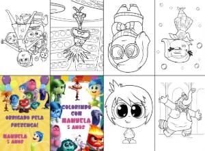 Mini Livro de Colorir Divertida Mente Editável para Aniversário