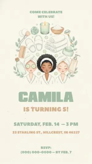 Editable Spa Day Birthday Invitation for Girls