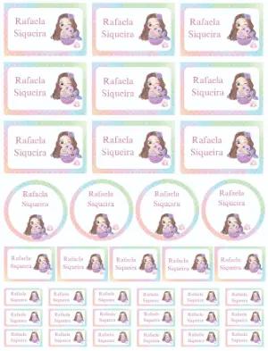 Kit de Etiquetas Escolares Sereia Fofa Modelo Editável