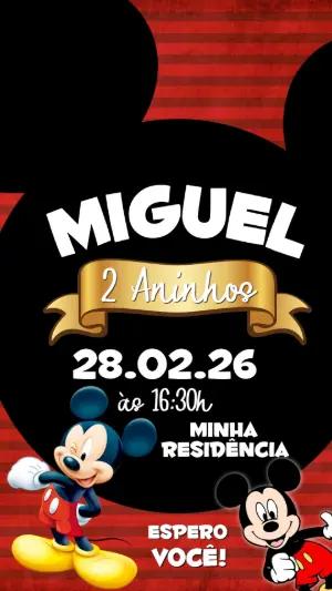 Convite de Aniversário Mickey Mouse Clássico para Editar