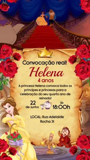 Vídeo Convite A Bela e a Fera: Modelo Real para Editar