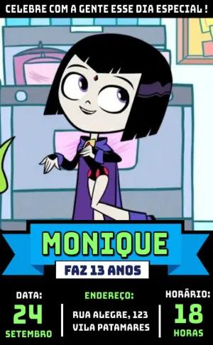 Convite Digital Jovens Titãs com Ravena para Aniversário Editável