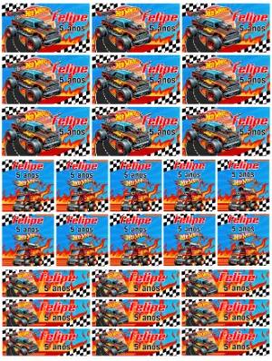 Kit Etiqueta Escolar Hot Wheels Editável para Aniversário Infantil