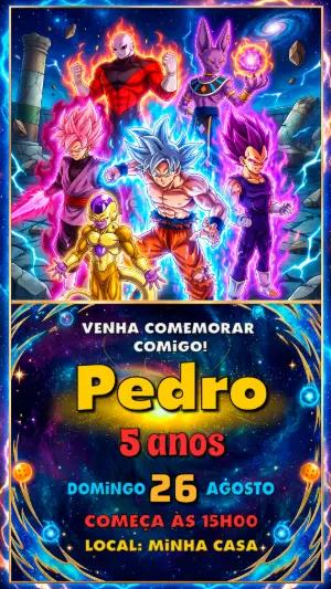 Convite de Aniversário Dragon Ball Super para Editar Online