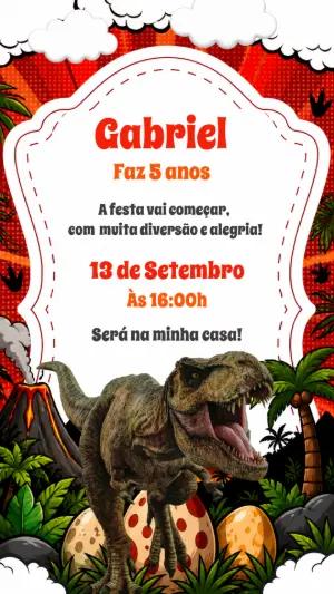 Convite de Aniversário Jurassic Park Editável para Menino