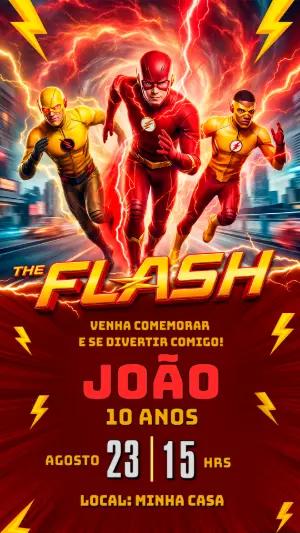 Convite de Aniversário Flash Super-herói para Editar Online