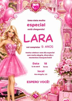 Convite de Aniversário da Barbie Rosa Glamour para Editar