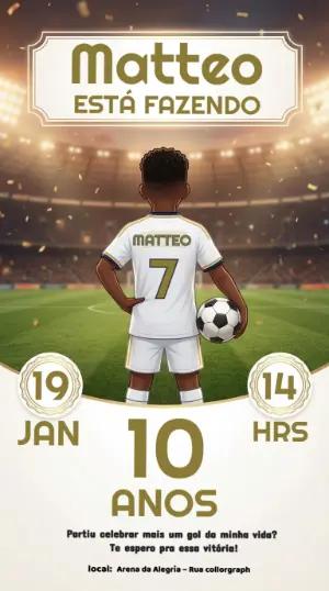 Convite de Aniversário Futebol Editável