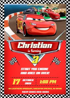Cars Racing Birthday Invitation | Editable Digital Template