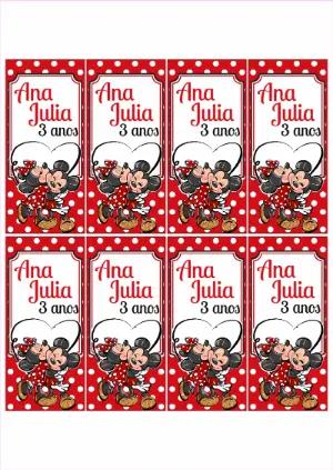Etiqueta Festa Minnie Vermelha para Suco Editável Online