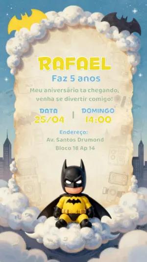 Convite de Aniversário Batman Fofo para Editar e Enviar
