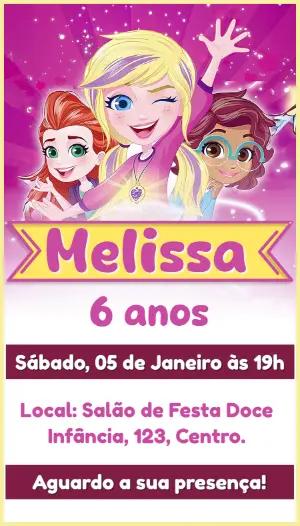 Convite de Aniversário Polly Pocket Rosa para Editar Online