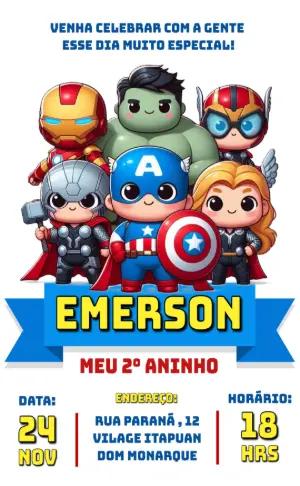 Convite de Aniversário Super-Heróis Fofos para Editar Online