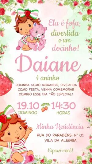 Convite Digital Moranguinho Baby: Aniversário Infantil Editável