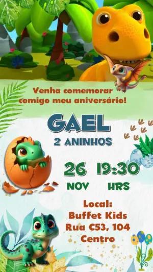 Convite Animado Aniversário Dinossauros Baby para Editar