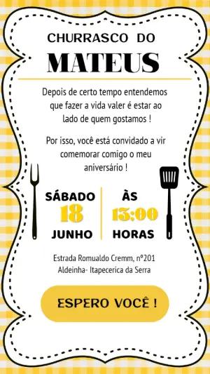 Convite de Aniversário Churrasco para Editar e Imprimir Online