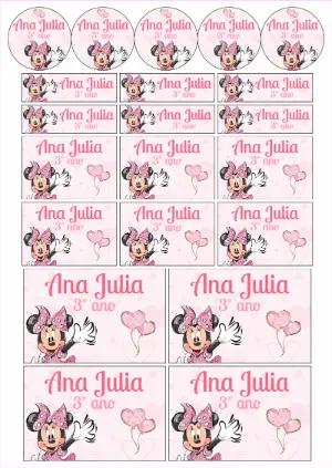 Etiquetas Escolares Minnie Mouse para Editar e Imprimir Online