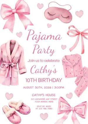 Pink Pajama Party Birthday Invitation | Editable Template