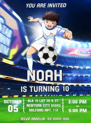 Captain Tsubasa Birthday Invitation Template