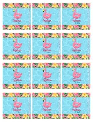 Adesivo para Bala Personalizada Flamingo Tropical para Personalizar