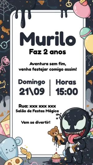 Convite de Aniversário Venom para Editar Online
