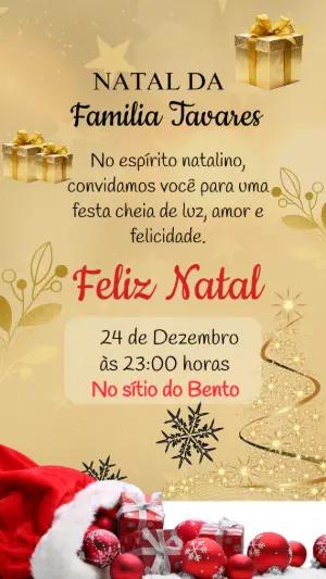 Convite de Natal Elegante Dourado para Editar Online