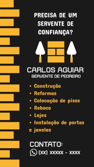 Cartão de Visita Servente de Pedreiro Moderno para Editar