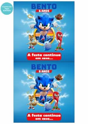 Etiqueta Lembrancinha Sonic para Editar e Imprimir