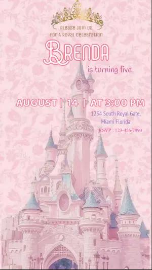 Animated Princess Birthday Video Invitation | Editable Template